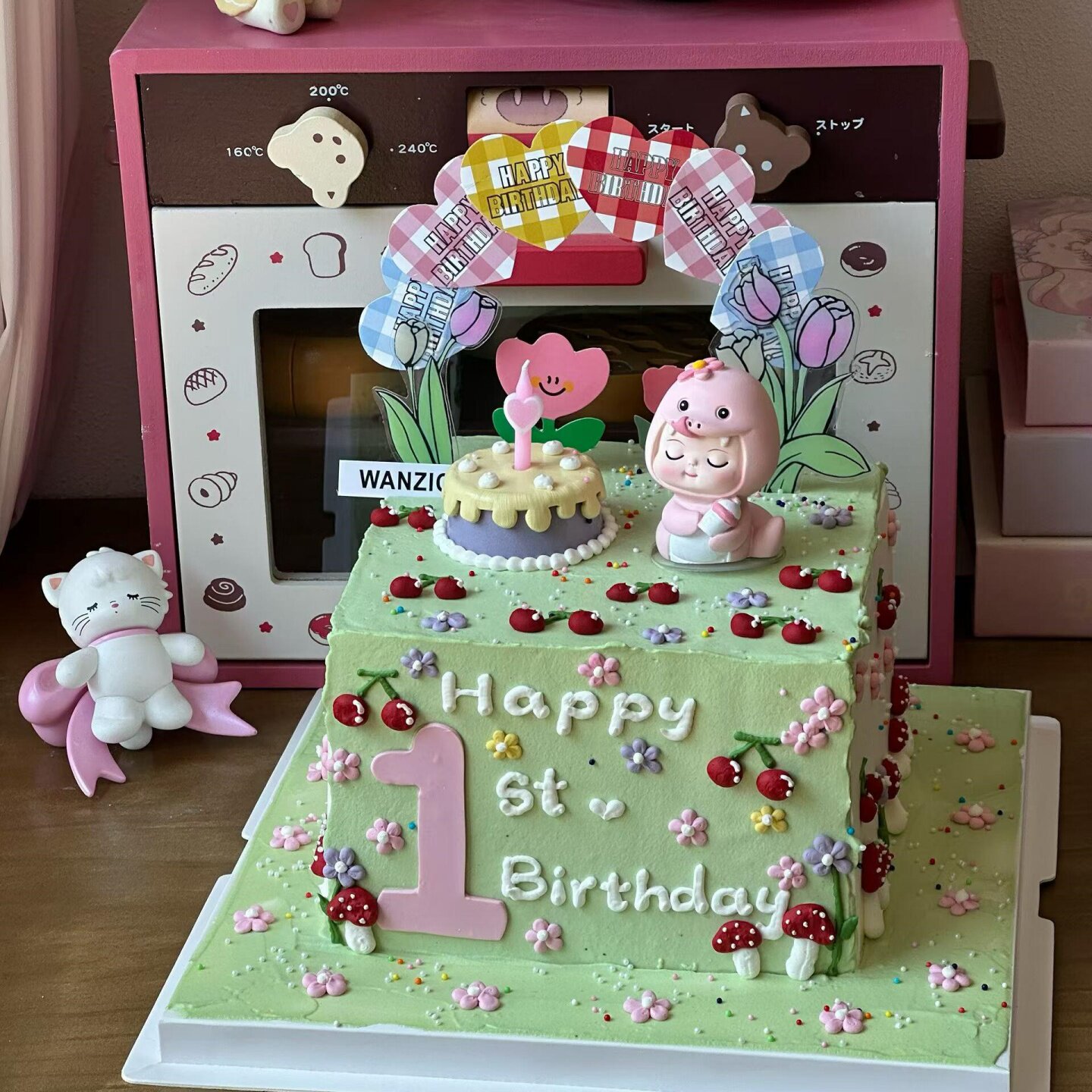 网红蛇宝宝生日小蛋糕装饰摆件儿童周岁百天生日甜品烘焙插牌配件