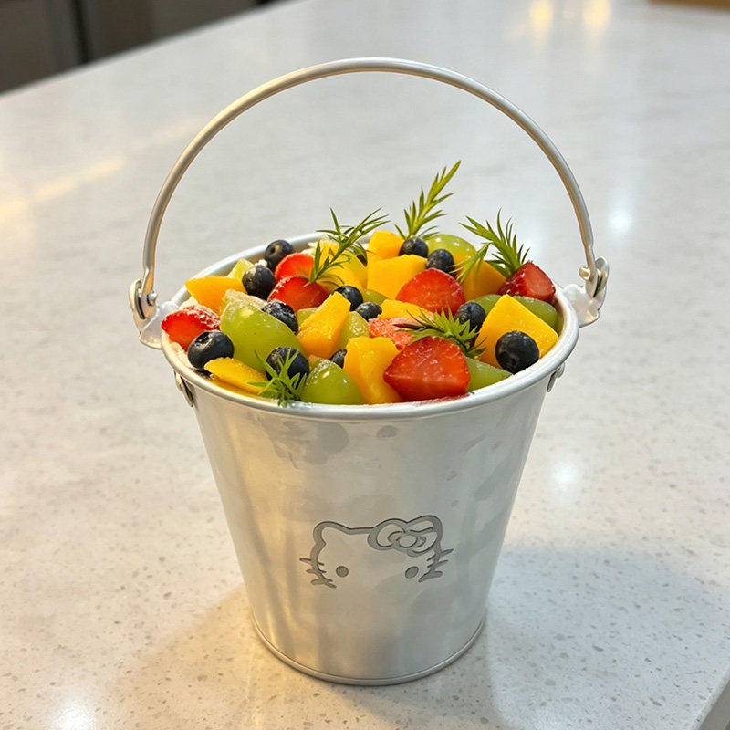 网红创意草莓水果蛋糕不锈钢手提桶小吃桶薯条炸鸡桶食物桶手提桶