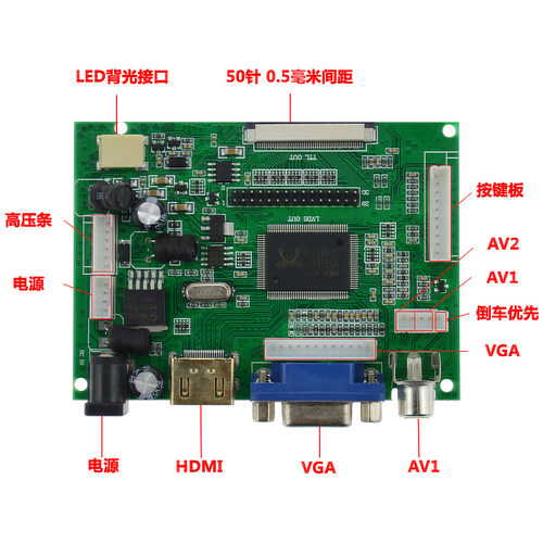 液晶屏驱动板 7寸8寸AT070TN92 90 94 HDMI 通用树莓派显示屏套件