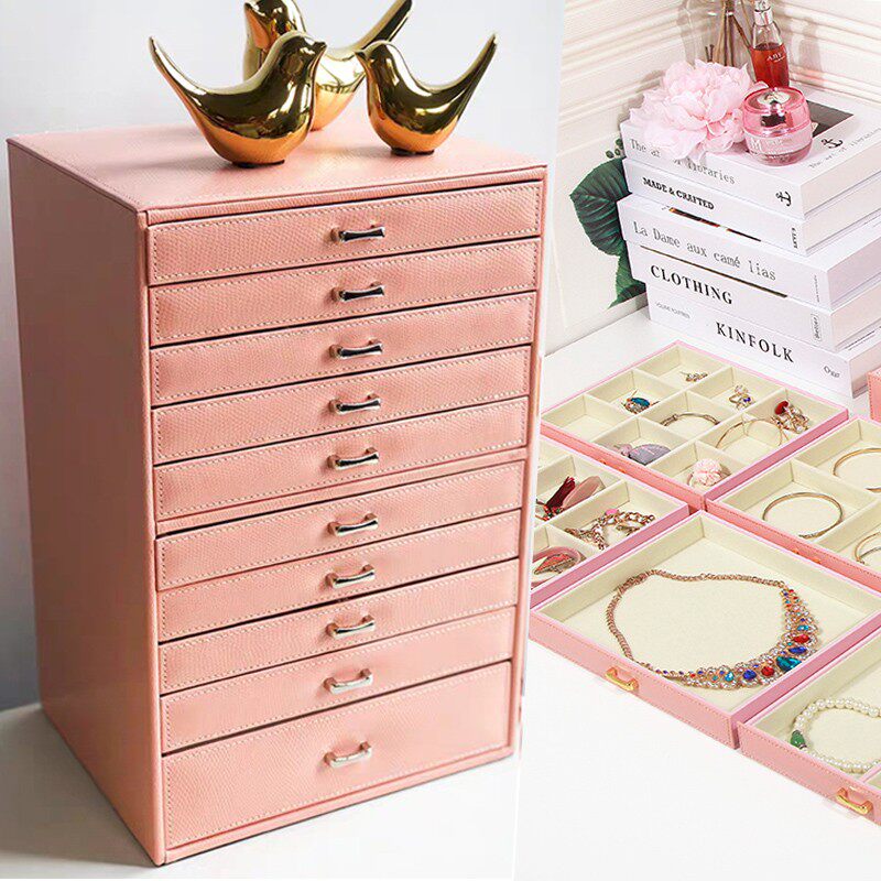 하이 엔드 보석 상자 유럽 공주 보석 보관 상자 인기 패션 보석 상자 다층 머리핀 상자 가죽 시계