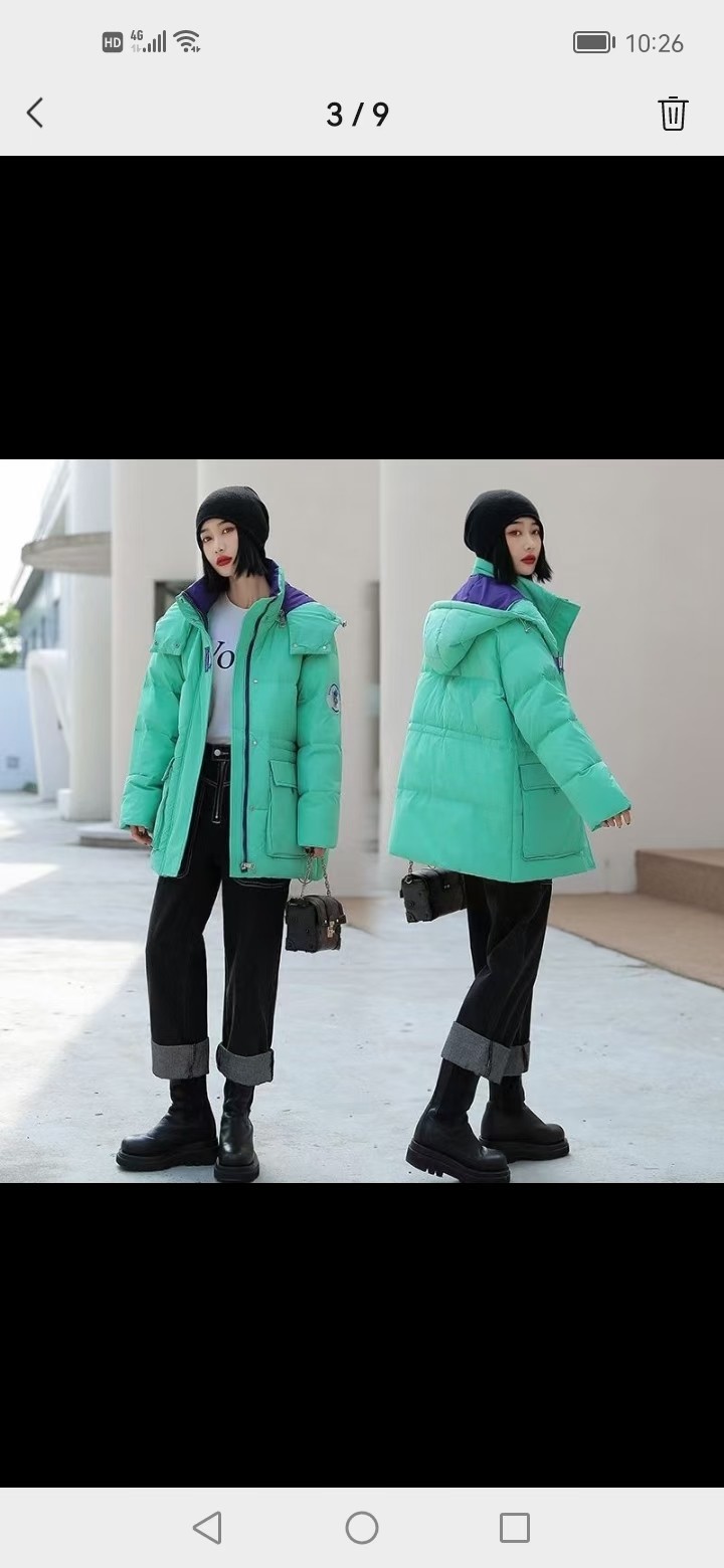 欧洲站新款加绒加厚连帽羽绒服女款时尚新款冬季外套