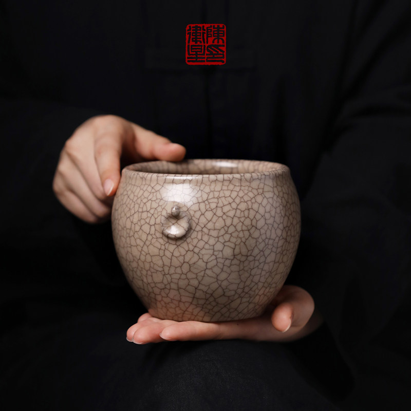龙泉青瓷哥窑陈卫星茶具龙纹宋影双环铺首水洗水盂渣方斗功夫茶道