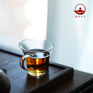 新羽手工茶具耐热玻璃七分杯带把小品茗杯酒杯个人客饮杯功夫茶道