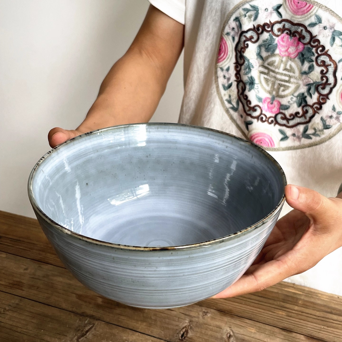 复古窑变粗陶汤碗圆形菜碗