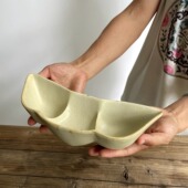 复古日式 粗陶碗卡其色碗不规则厚实沙拉菜碗餐具家用调味碗餐厅碗