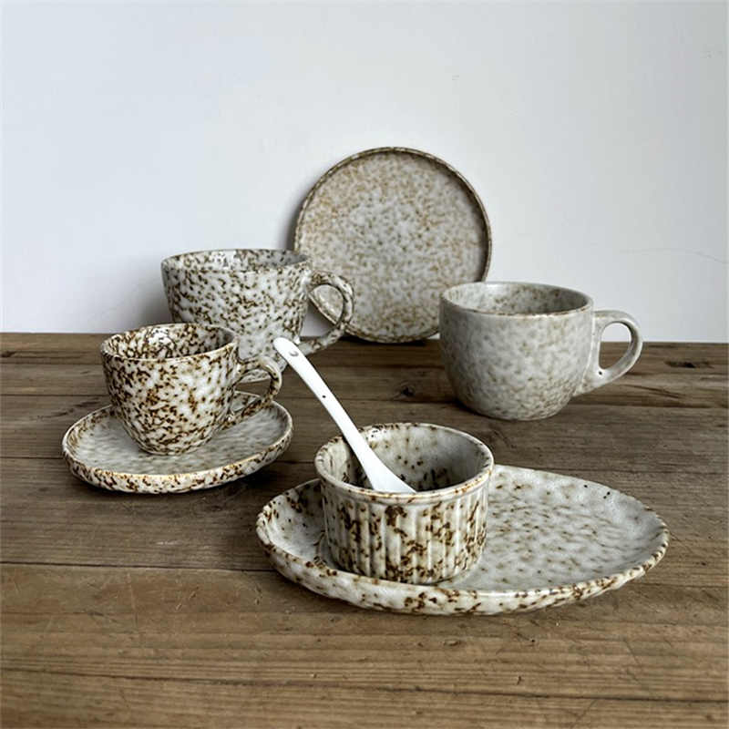 石头纹水杯马克杯陶瓷日式复古