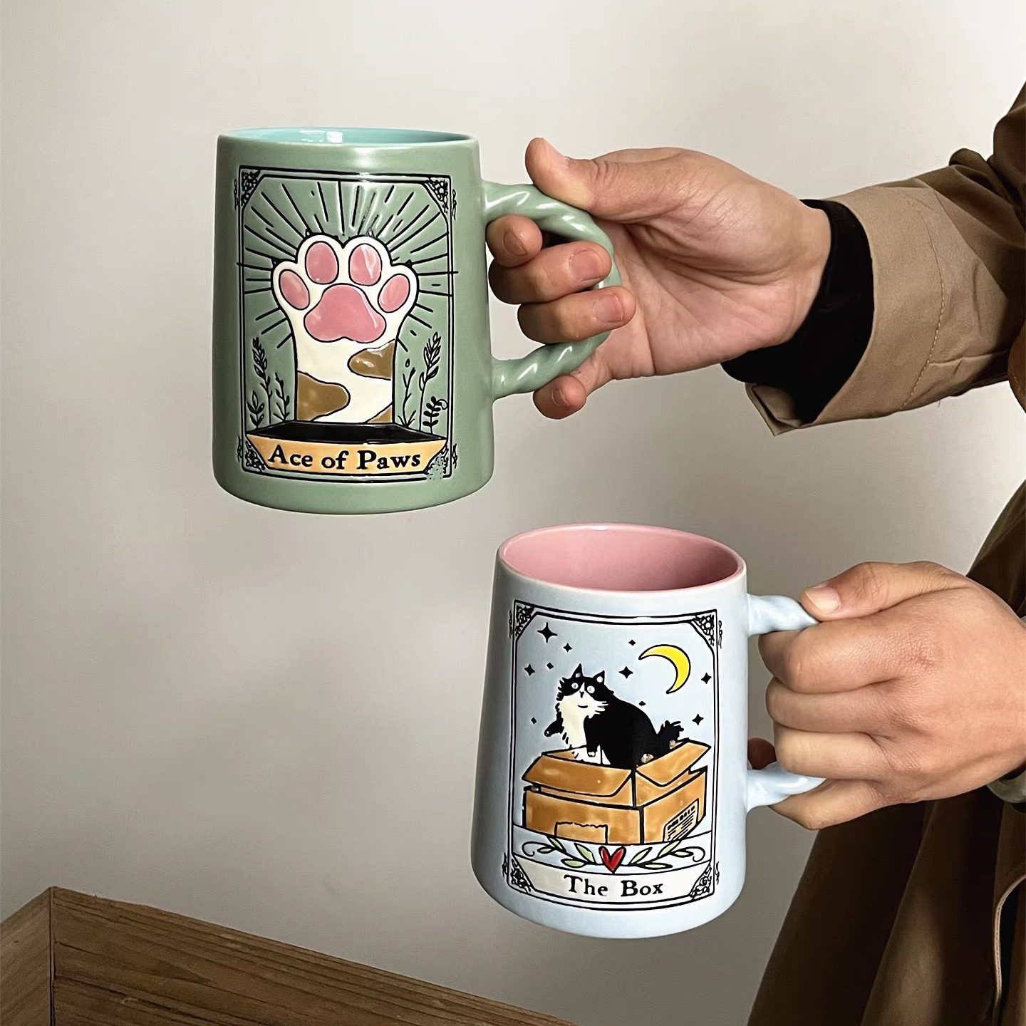 创意手绘宠物卡通动漫釉下彩牛奶杯马克杯可爱情侣杯喝水杯大容量,餐饮具,马克杯,淘宝优惠券,粉丝福利购,淘宝优惠卷