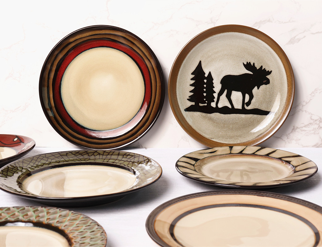 ins好看盘子家用圆形欧式复古