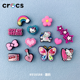 洞洞鞋鞋花配饰 适配Crocs鞋装饰品卡通KT猫粉色可爱芭比风鞋扣