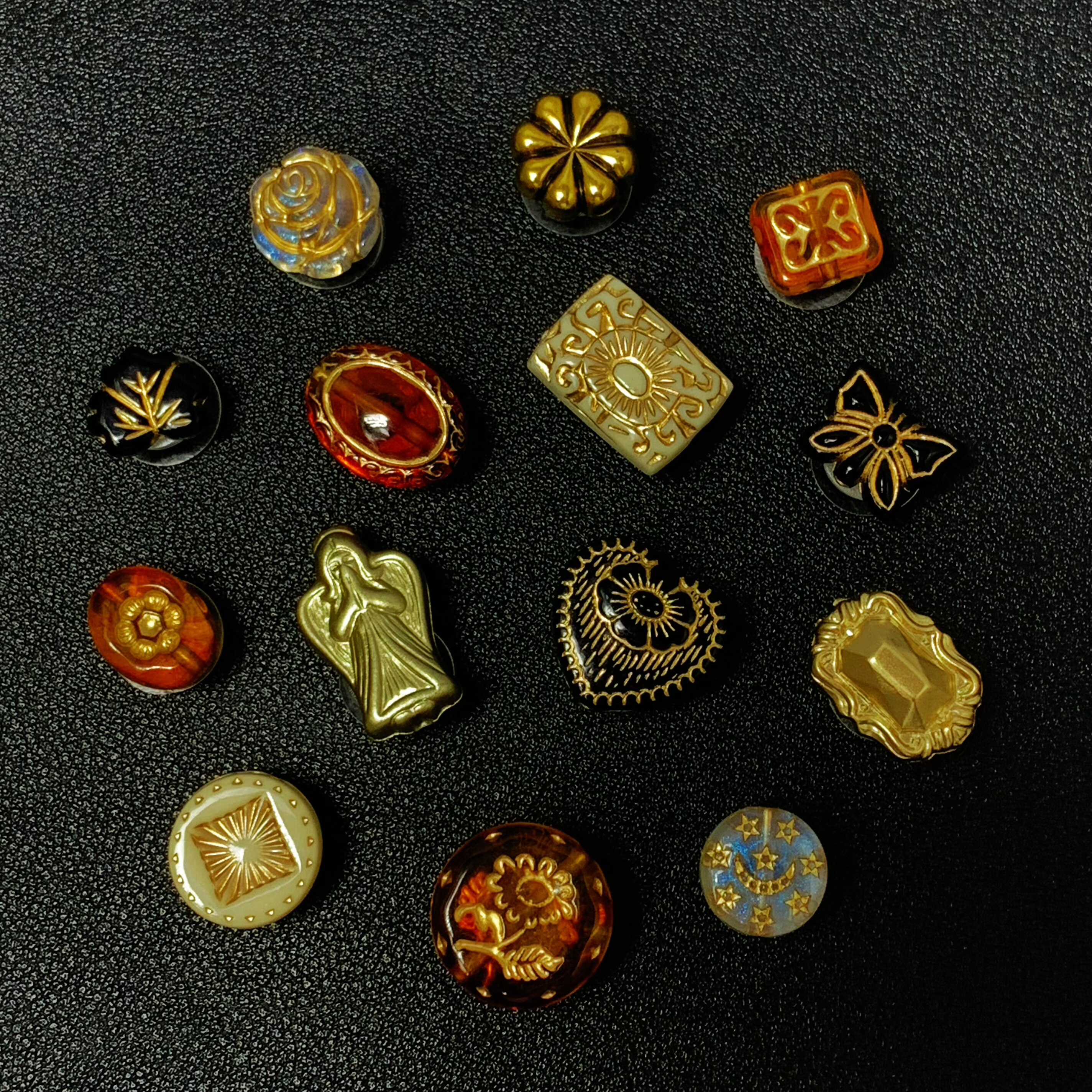一套14颗洞洞鞋金色天使宝石鞋花 适配Crocs鞋装饰品DIY趣味配件图片