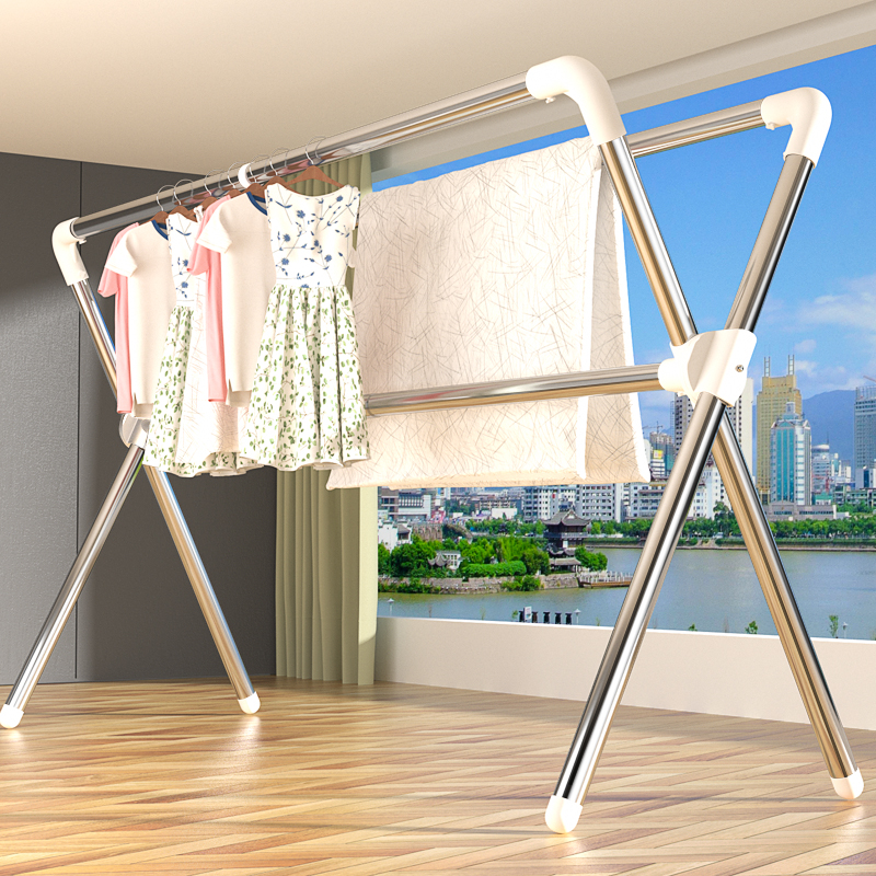 友陽X型不銹鋼落地折疊晾衣架