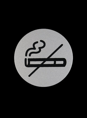 铝塑板圆形银色请勿吸烟指示牌