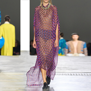 复古几何风波点女长款 小众设计感仙女裙女连衣裙 透视真丝纱披肩式