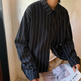 衬衫男长袖竖条纹秋季bf韩版潮流百搭帅气港风休闲衬衣cc127p40，男装衬衫，电商B413-1