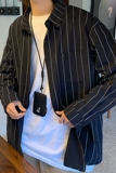 衬衫男长袖竖条纹秋季bf韩版潮流百搭帅气港风休闲衬衣cc127p40，男装衬衫，电商B413-1