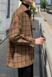 大货秋季男衬衫加厚大码宽松潮流港风帅气格子毛呢外套M1018P65，男装衬衫，电商B413-1