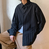 衬衫男长袖竖条纹秋季bf韩版潮流百搭帅气港风休闲衬衣cc127p40，男装衬衫，电商B413-1