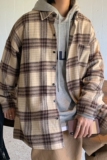 衬衫男潮牌秋冬季港风韩版潮流格子厚款休闲宽松百搭衬衣DX32TP55，男装衬衫，电商B413-1