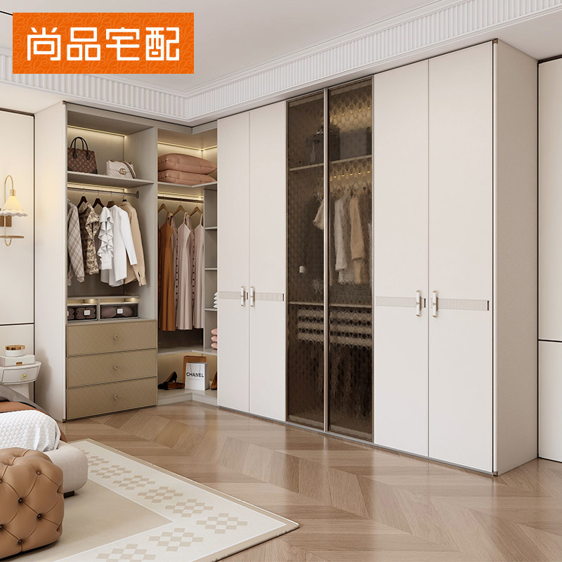 尚品宅配新品白金香槟全屋定制衣柜开放整体衣帽间化妆台家俱定做