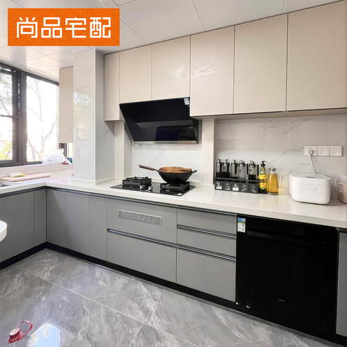 尚品宅配橱柜定制石英石台面厨房厨柜灶台柜橱柜一体家用装修定做