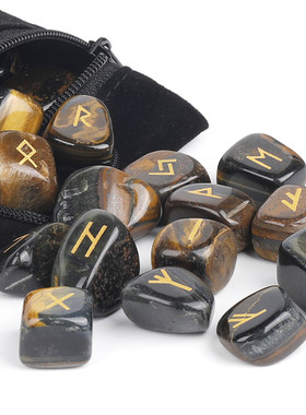 配使用说明书北欧个性如尼宝石卢恩刻符文rune水晶能量原石25颗装