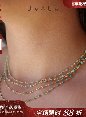 法国设计师品牌une a une法国正品代购INDE多色天然石项链D表姐