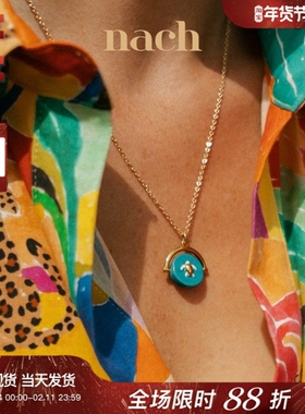 NACH鹦鹉猫咪桃柠檬花朵圆环项链