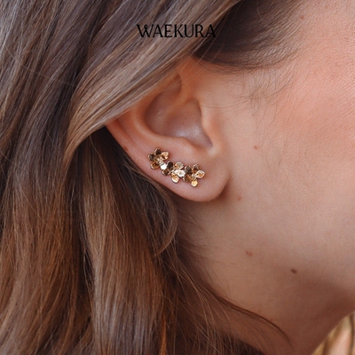 WaekuraSiena三朵小花长耳钉