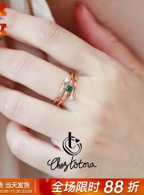 Chez Totora法国正品彩色锆石水晶流星水滴切面法式轻盈闪耀戒指