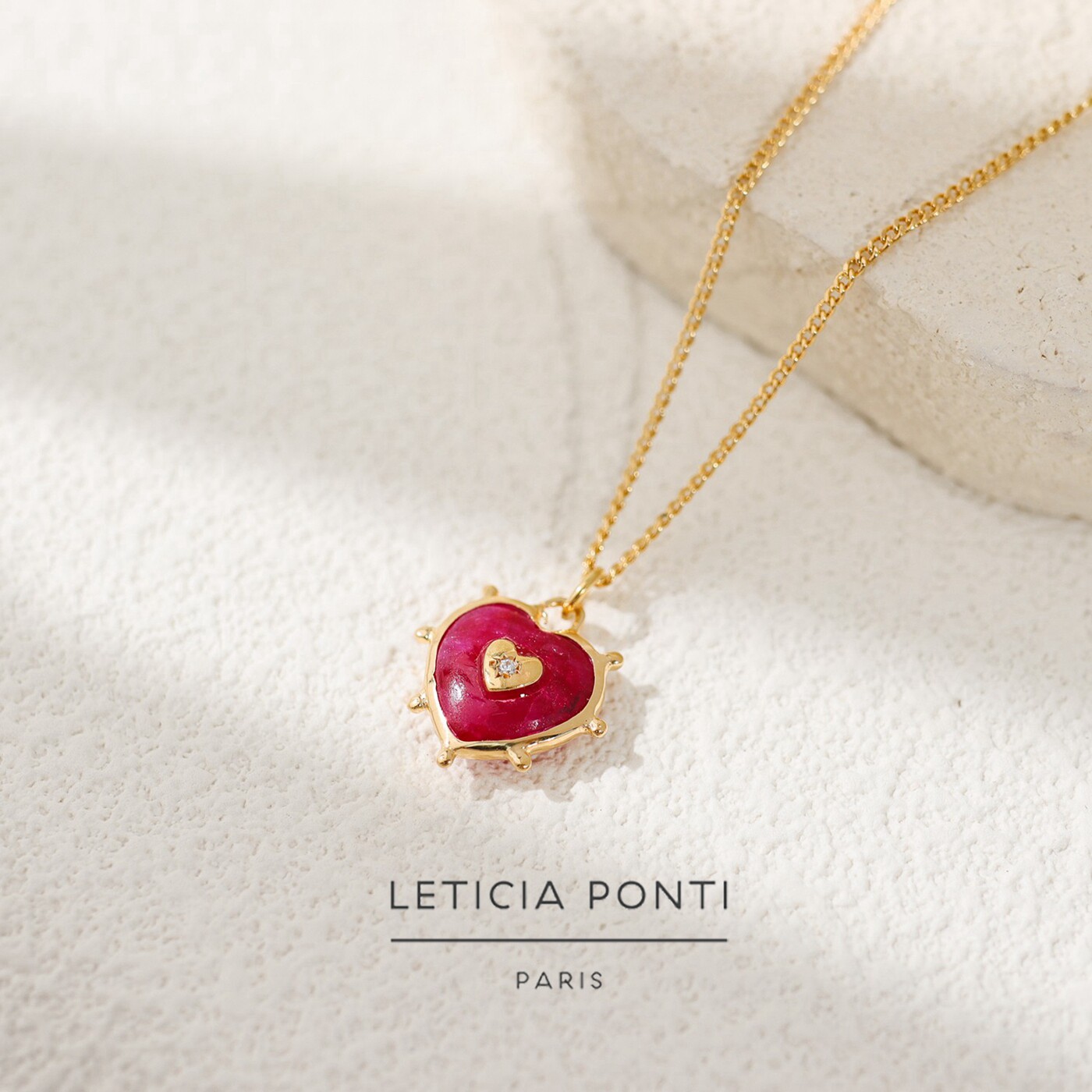 法国Leticia Ponti正品Ex Voto红宝石爱心锆石复古气质耳环项链