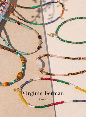 法国Virginie Berman复古华丽宫廷四叶草星星眼睛天然石耳钉项链