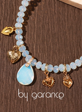 法国小众by garance正品SETH爱心水滴切面水晶串珠唯美表白项链