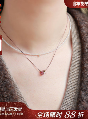 法国小众by garance正品代购ISIS多色碧玺水滴小珠珠丝线彩绳项链