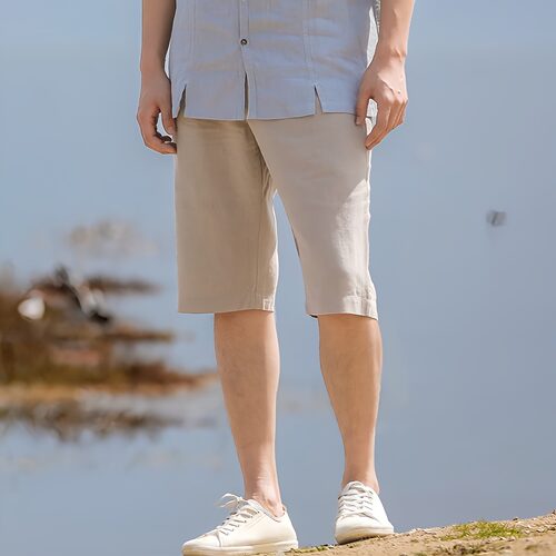 夏季透气舒适苎麻五分裤