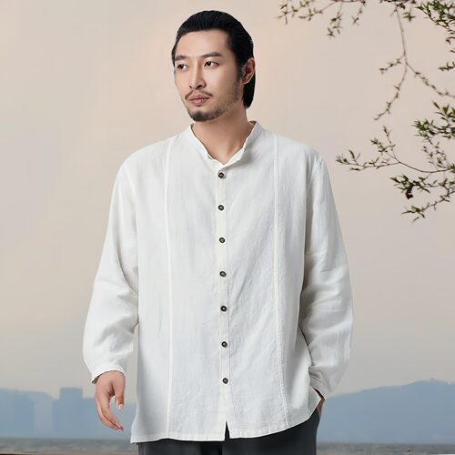 宽松苎麻中国风春秋季衬衫