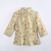 新款 女装 春夏七分袖 苎麻印花女服民国改良新中式 旗袍上衣 龙妙