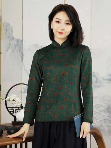 印花旗袍上衣龙妙针织时尚复古