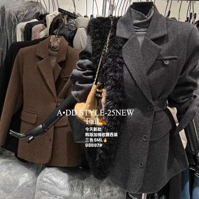 高级感收腰设计感加棉西装外套女