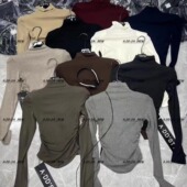 T恤内搭打底衫 ADD韩版 垫肩上衣 修身 显瘦半高领设计感长袖 秋季 新款