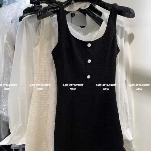 气质小香风背心连衣裙拼接短裙