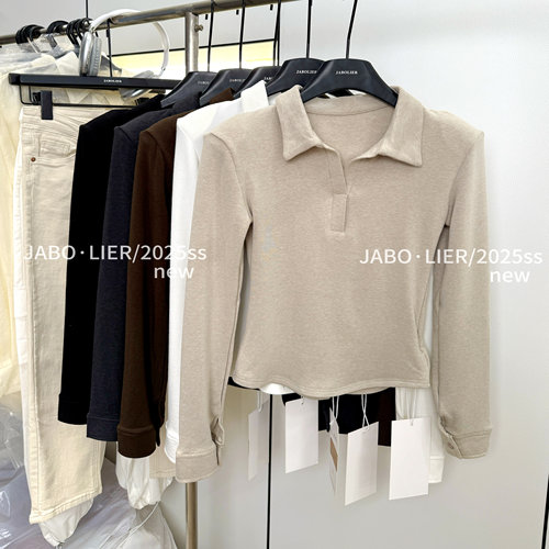 基础款纯色加绒打底衫翻领设计感