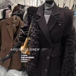 新款 气质显瘦单排扣收腰设计感毛呢西服外套 外套2025冬季 ADD西装