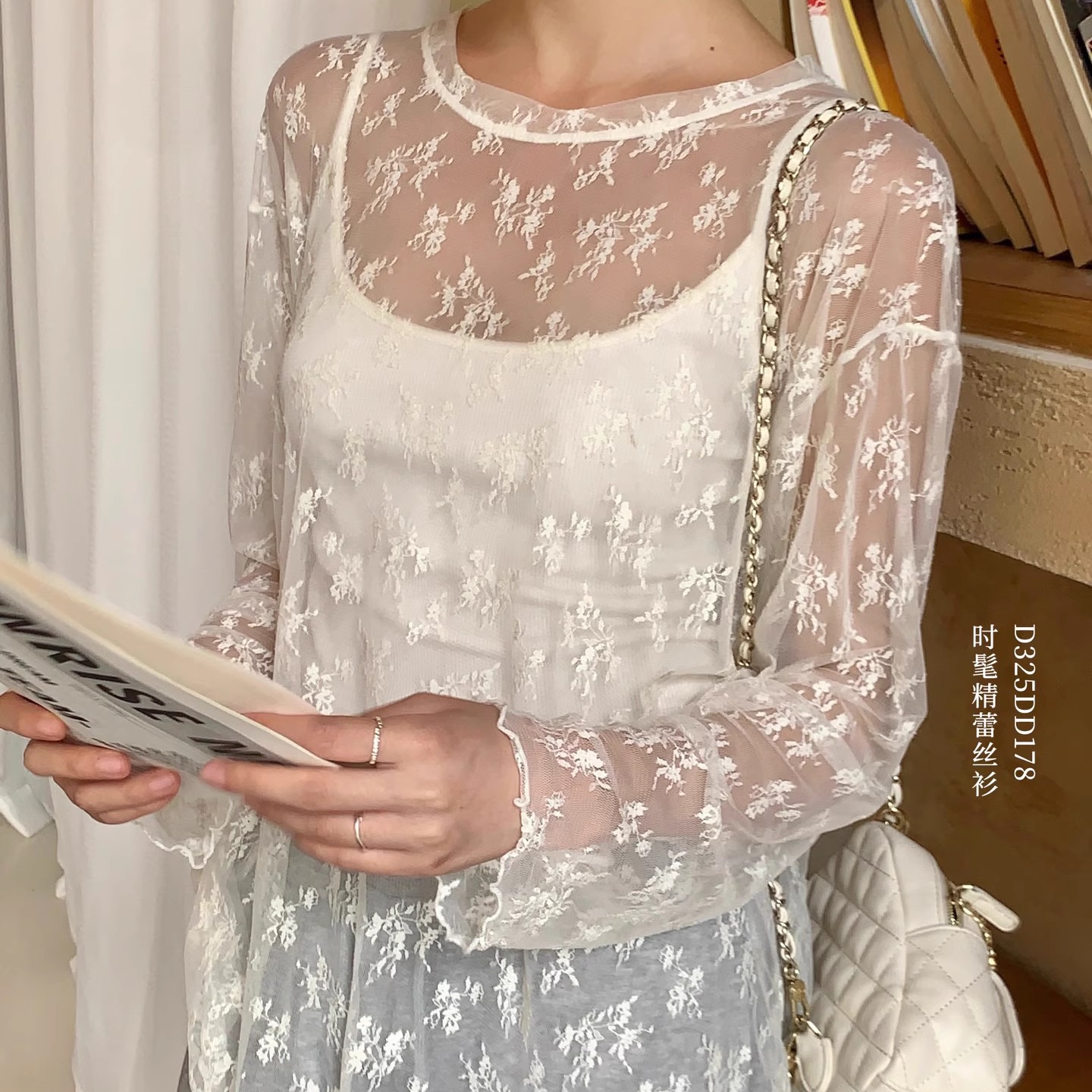 门青新款时髦精蕾丝衫