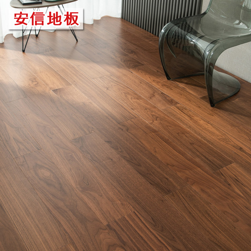 安信黑胡桃新三层经典胡桃实木复合锁扣地板E0级地暖 厂家直销