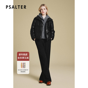 诗篇专选绵羊皮可拆卸毛织连帽鸭绒时尚 面包服羽绒服冬款