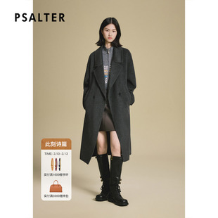 诗篇专选山羊绒桑蚕丝混纺双面呢西装领大衣外套2025秋款