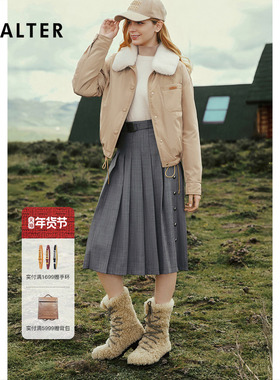 PSALTER诗篇学院风短款水貂毛领鹅绒羽绒服2025冬季新款