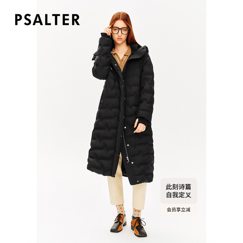 PSALTER诗篇鹅绒服户外机能发热涂层长款连帽羽绒服冬款