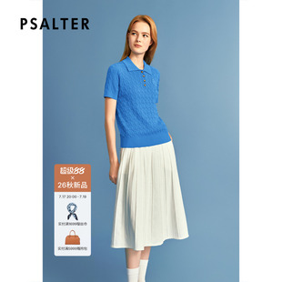 PSALTER诗篇修身高弹力半开胸POLO领麻花针织毛衫2026秋季新款