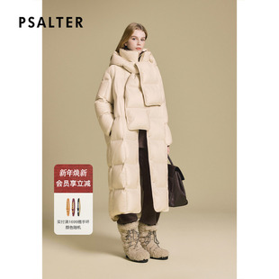 新款 PSALTER诗篇可拆围脖云朵泡芙保暖鹅绒长款 羽绒服女2025冬季